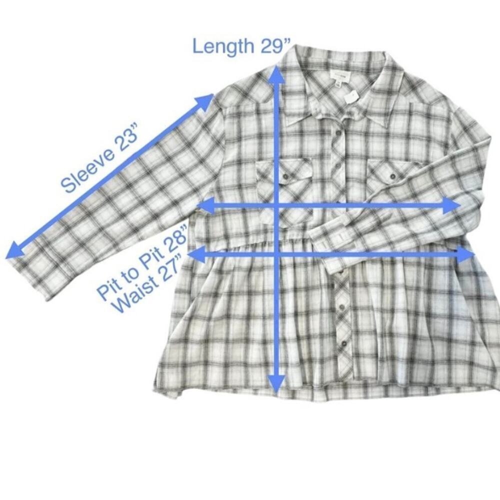 Heyson Gray/White Plaid Oversized Babydoll Top - Size 1X - Picture 7 of 7